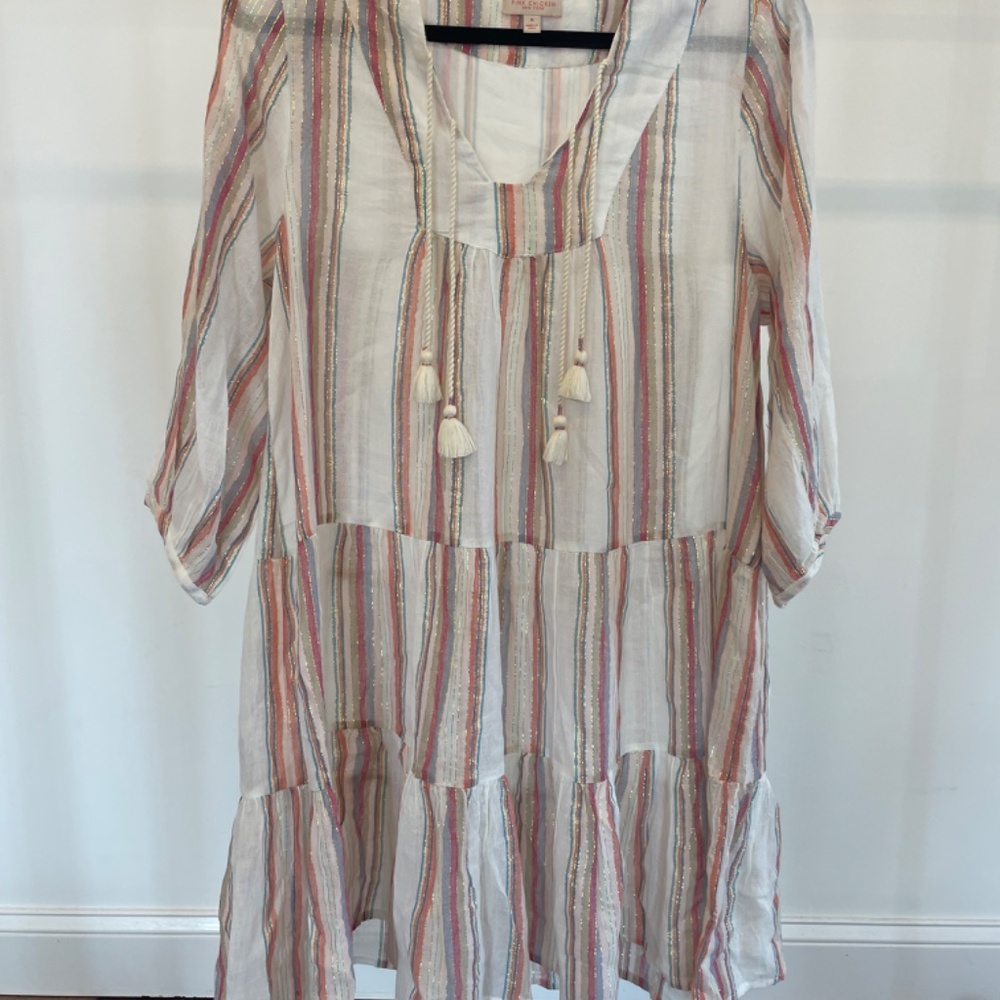 Pink Chicken “Addie” Striped Metallic Tunic Dress – Size M